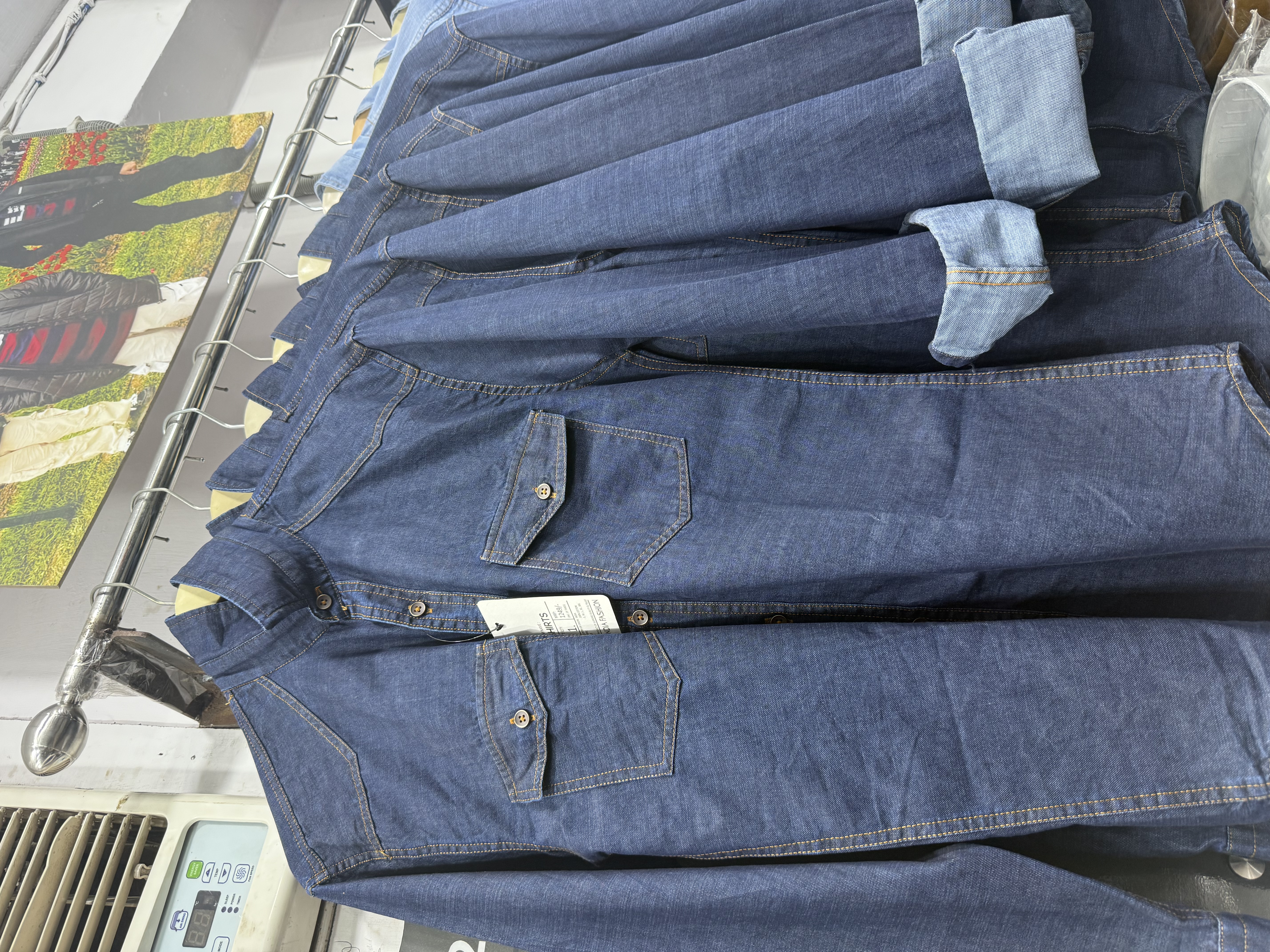 Cotton Denim shirt front side two pockets